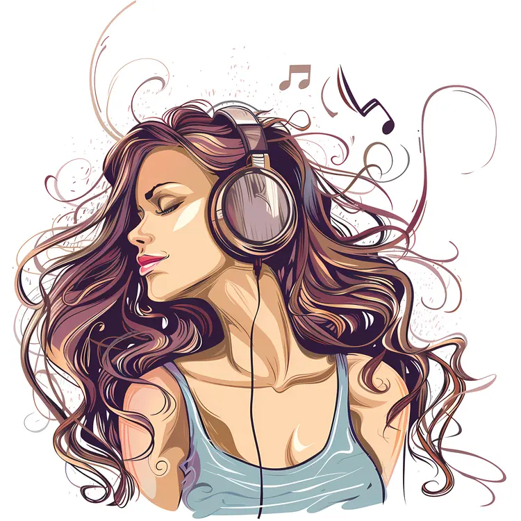 Girl with Headphones in Artistic Style