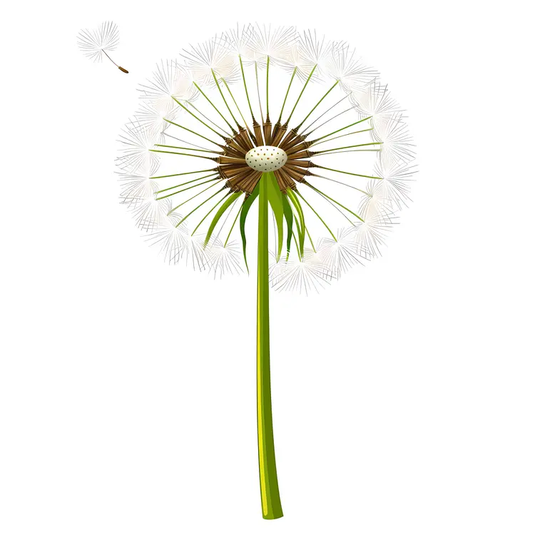 White Dandelion with Green Stem