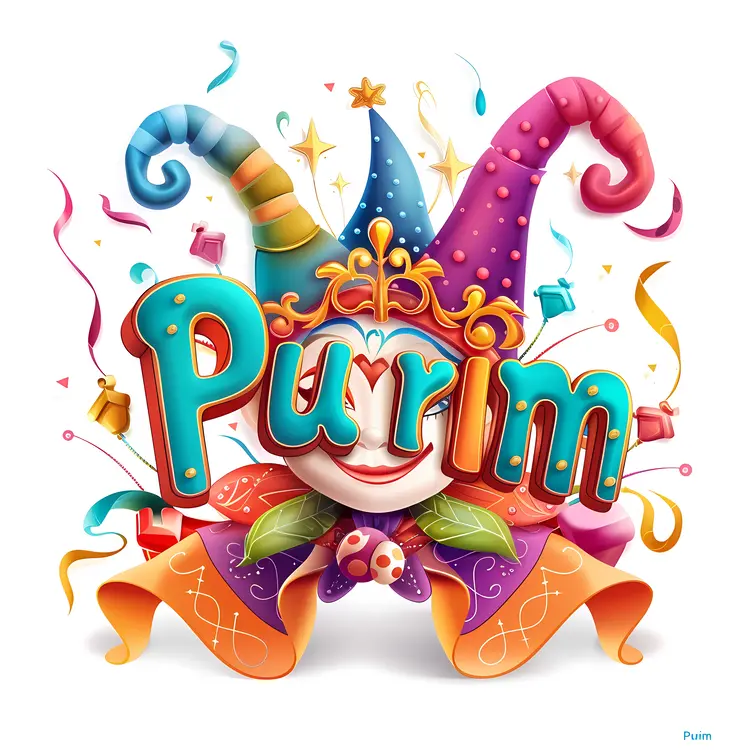 Purim Text with Jester Hat