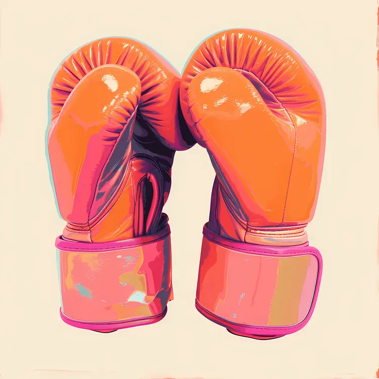Orange Boxing Gloves with Pink Accents
