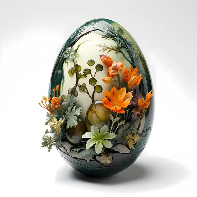 Floral Nature-Inspired Decorative Egg