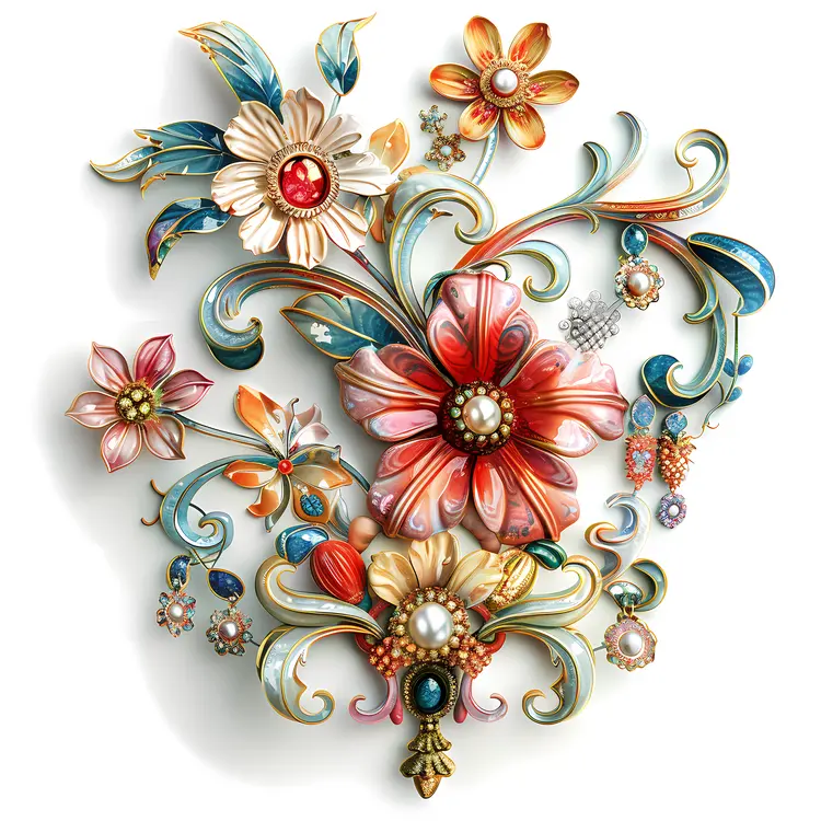 Intricate Floral Design with Jewels