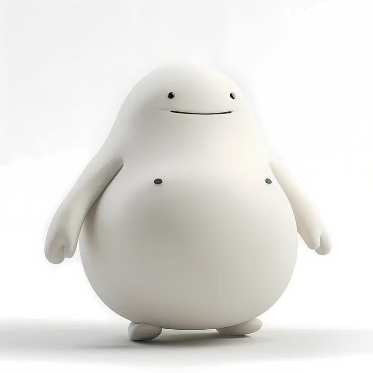 Cute White Blob Character