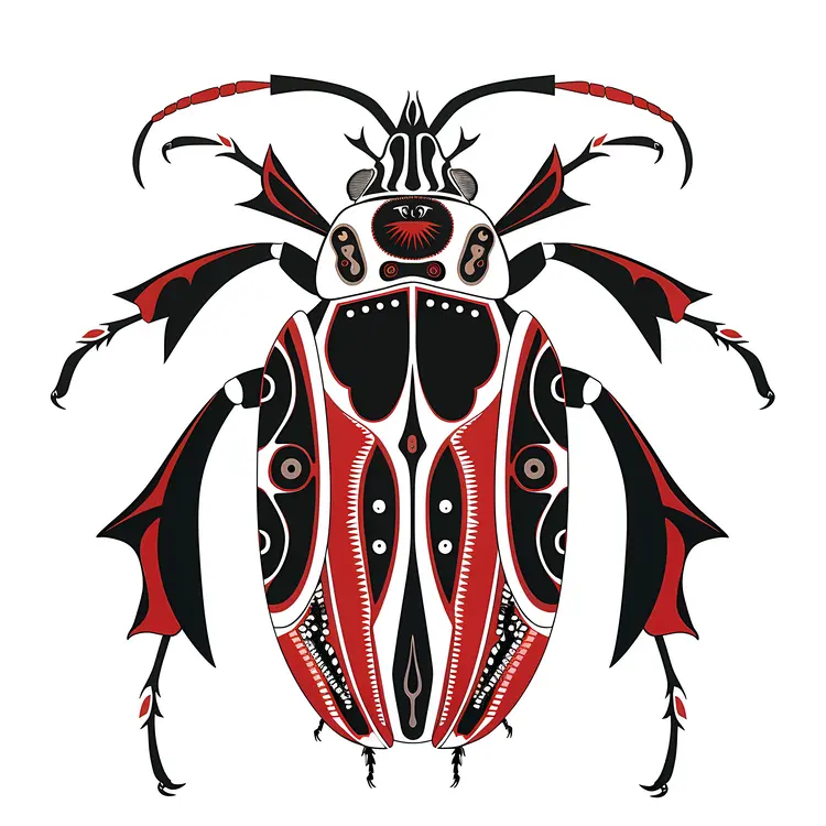 Red and Black Stylized Beetle Illustration