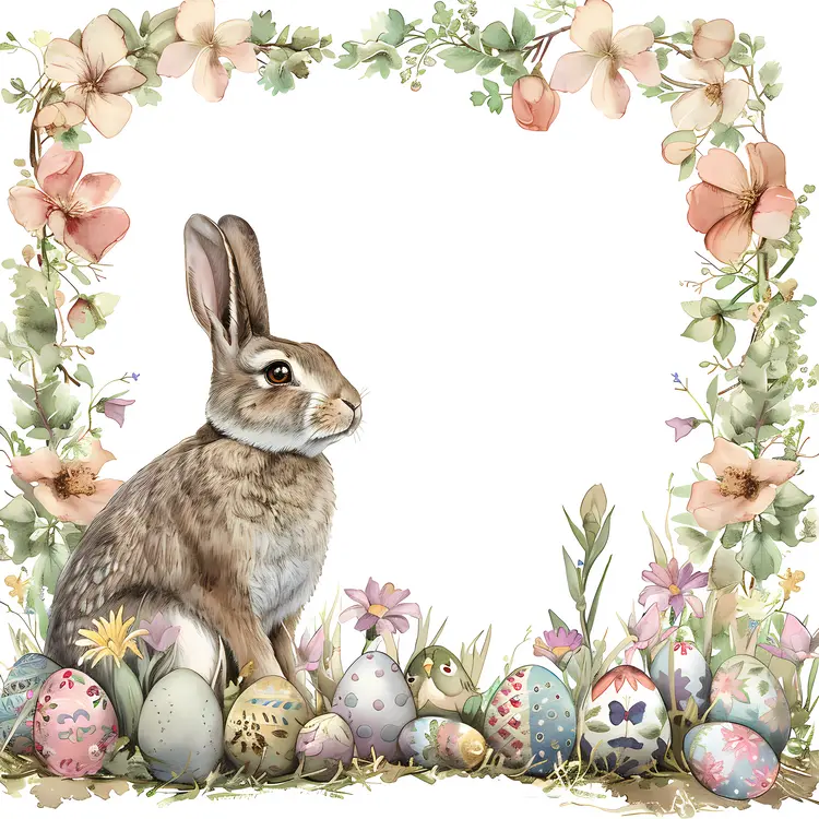 Easter Bunny and Egg Decorative Frame