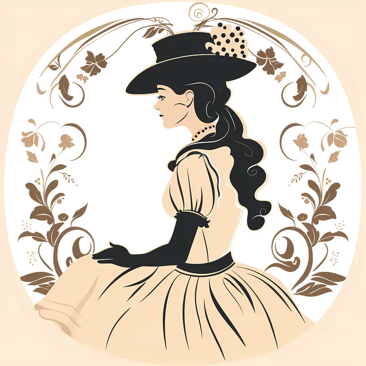 Elegant Woman in Vintage Silhouette