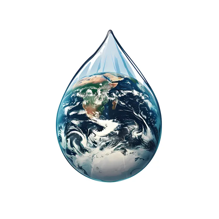Realistic Earth in a Water Drop