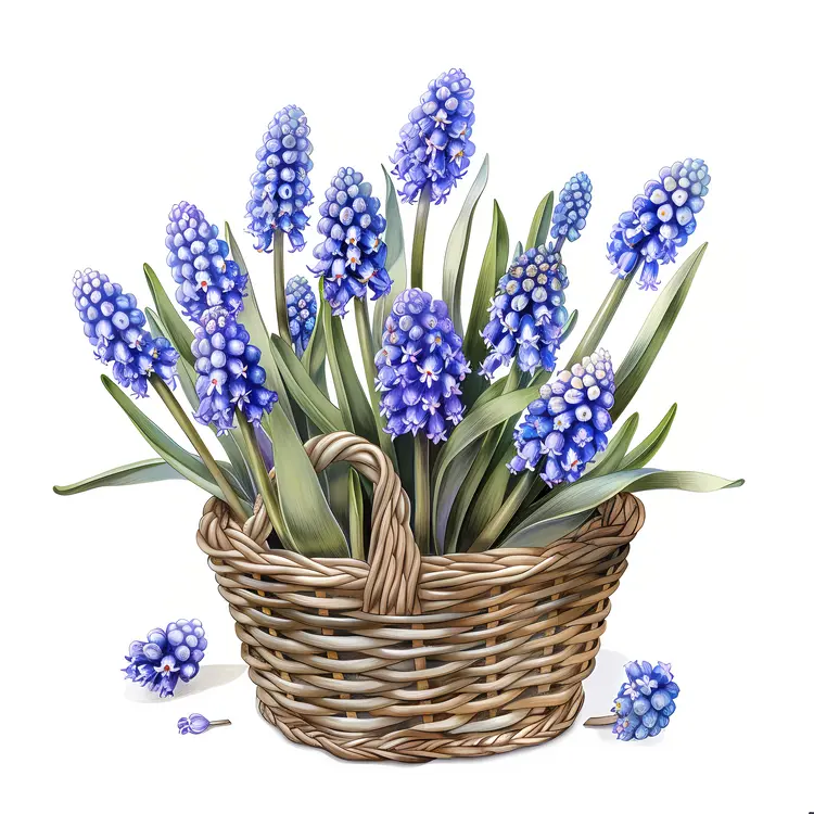 Lovely Blue Hyacinths in Woven Basket