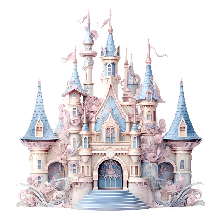 Dreamy Blue Castle in a Fairy Tale Land
