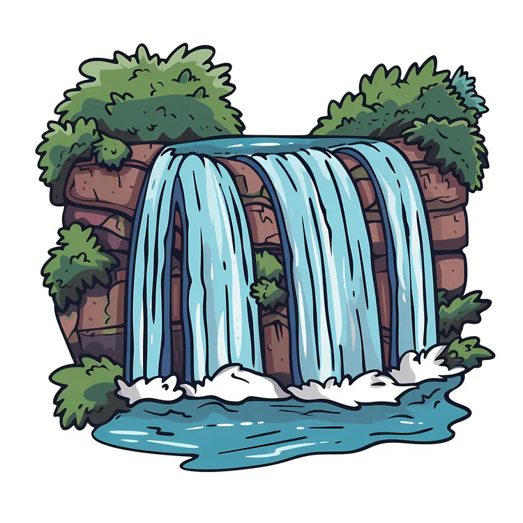 Cartoon Waterfall with Multiple Streams