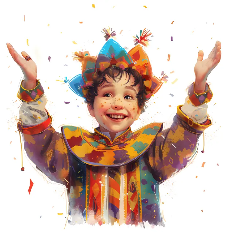 Happy Child Dressed as Jester