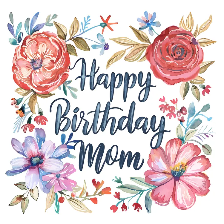 Floral Happy Birthday Mom Card