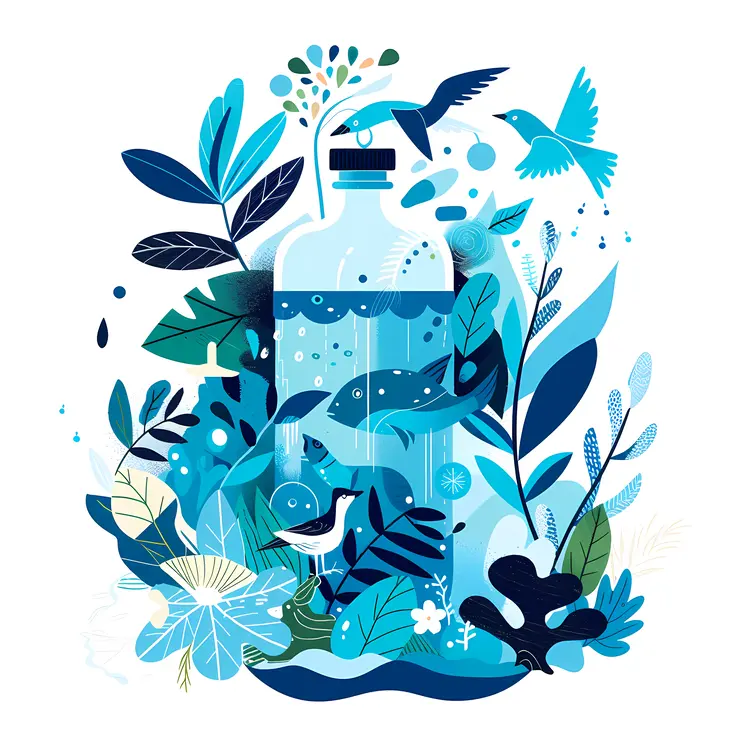 Bottle Filled with Marine Life and Nature