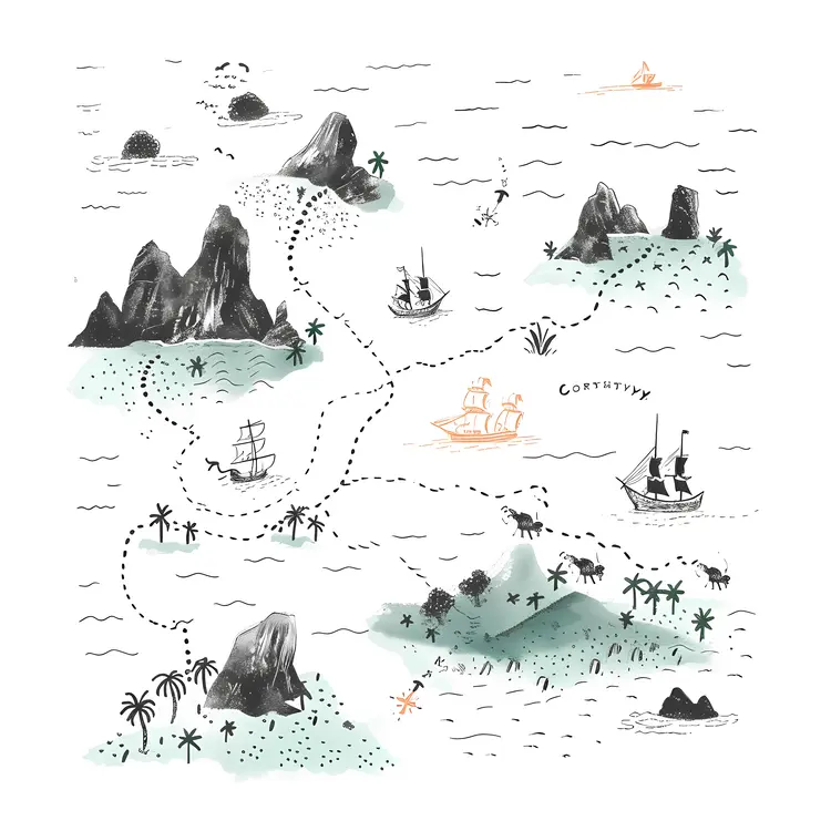 Black and White Island Map