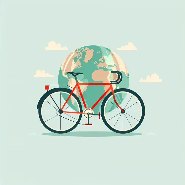 Bicycle with Earth and Clouds Background