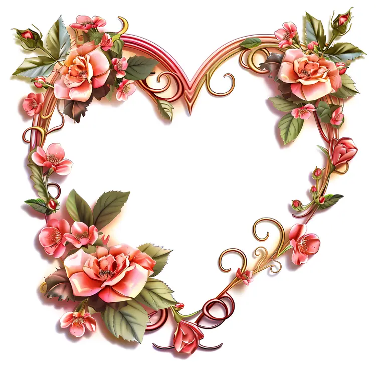 Heart-Shaped Floral Frame
