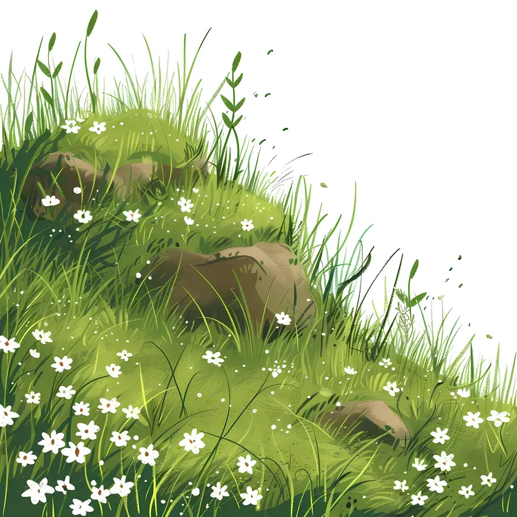 Flowering Grass on a Hill