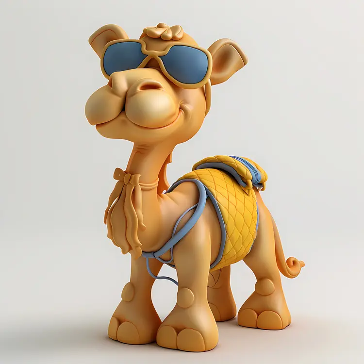 Cartoon Camel with Sunglasses and Backpack