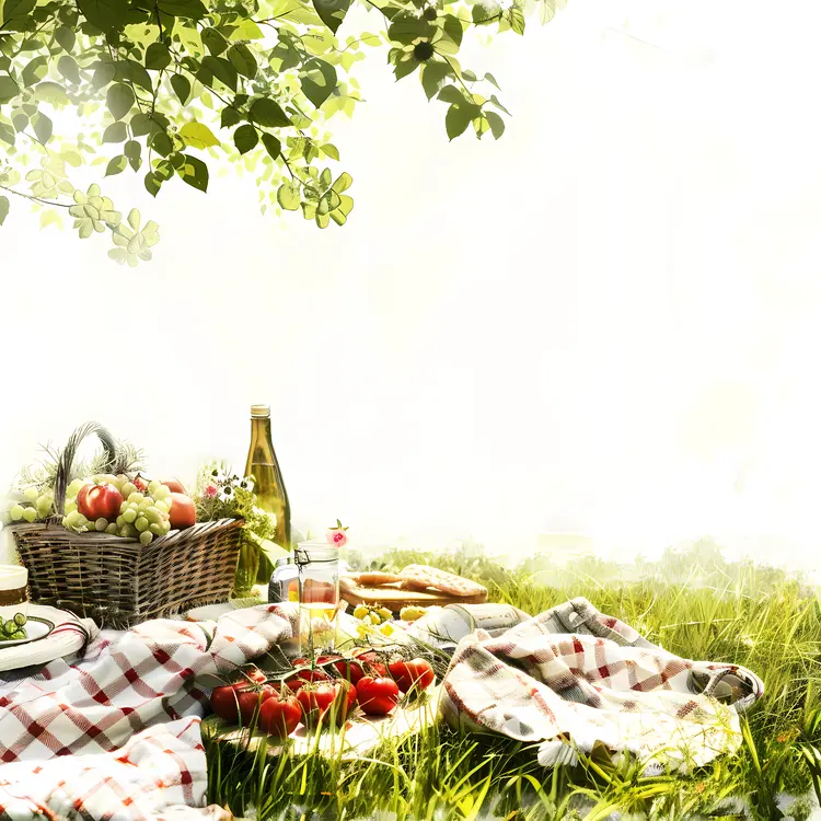 Outdoor Picnic with Basket and Blanket