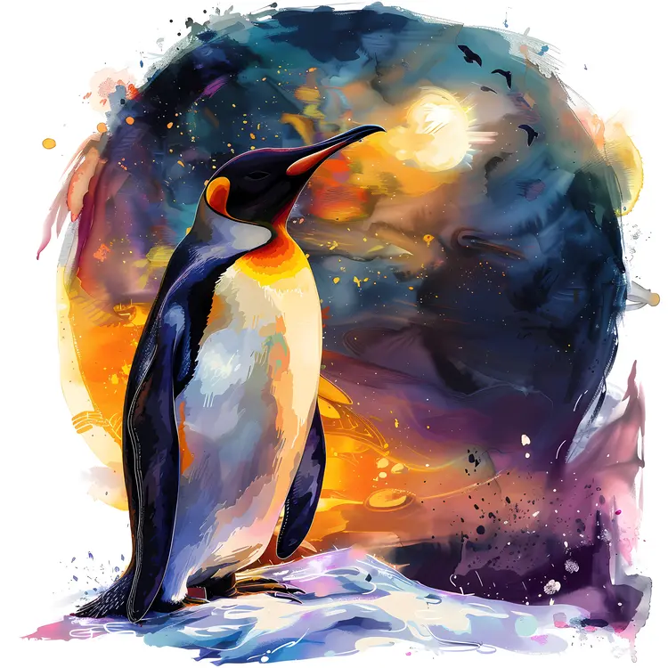 Artistic Penguin in Colorful Background