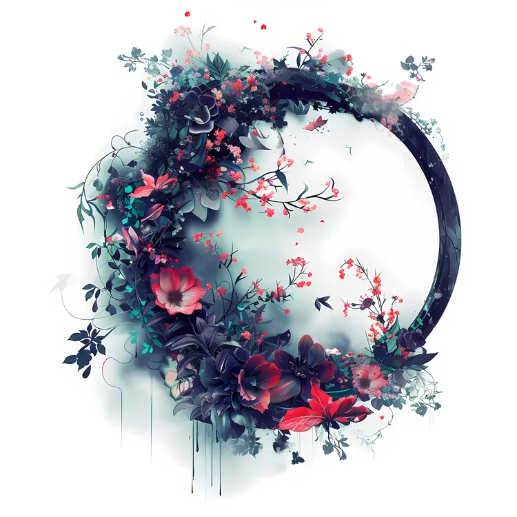 Red and Green Floral Wreath with Branches