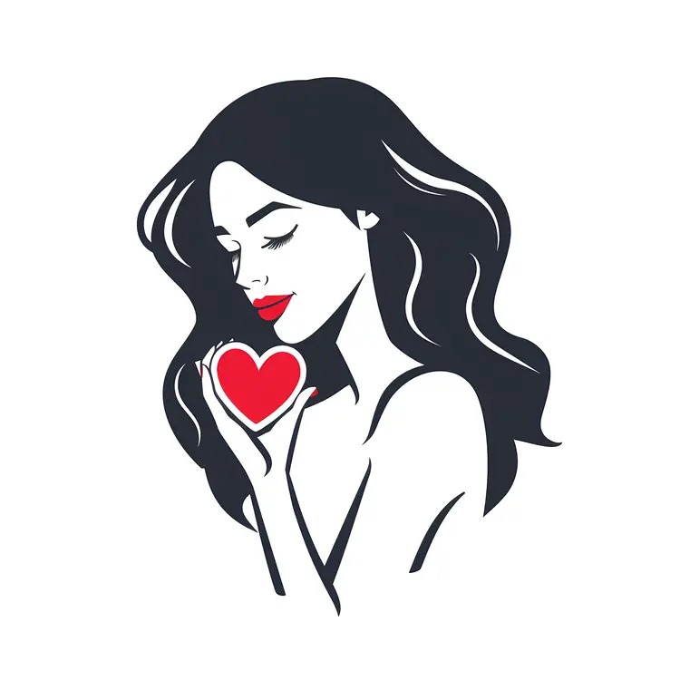 Romantic Woman Holding Heart