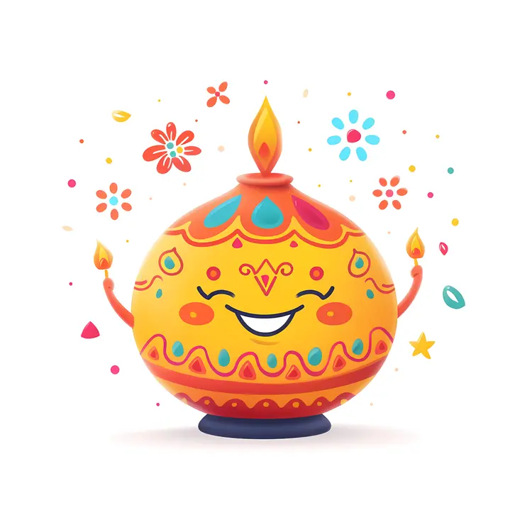 Smiling Lamp with Flowers