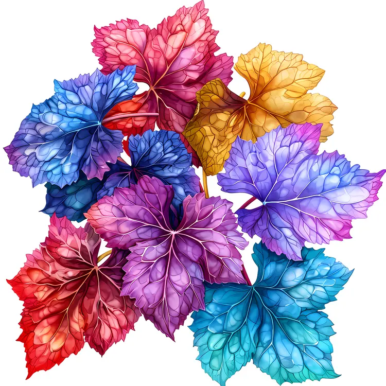 Vibrant Heuchera Leaves in Multiple Colors