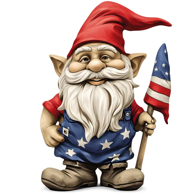 Patriotic Gnome with American Flag