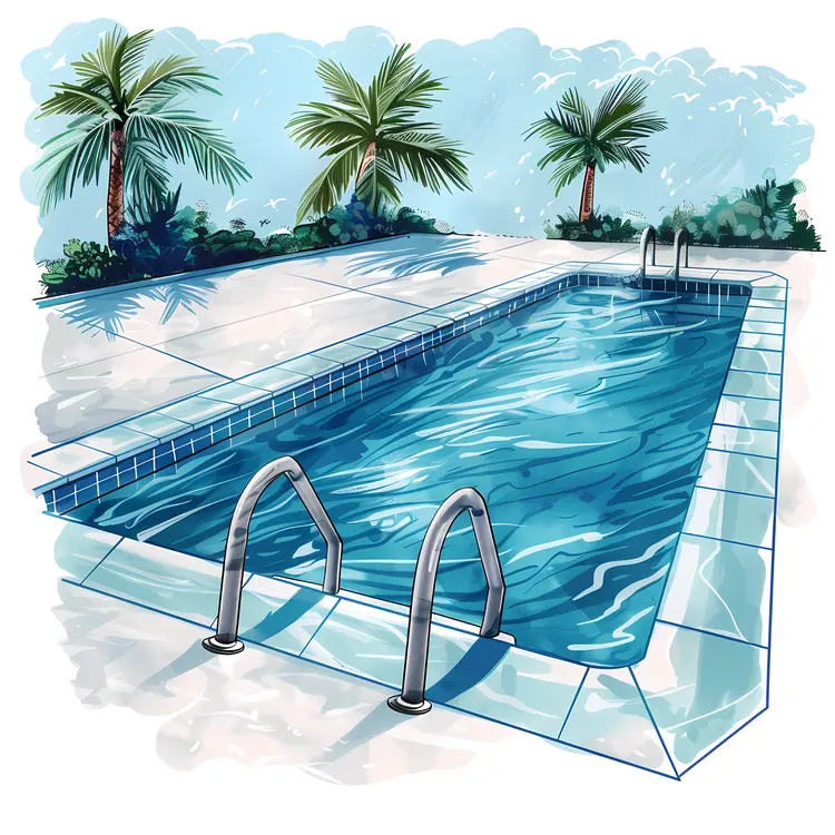 Outdoor Swimming Pool with Palm Trees