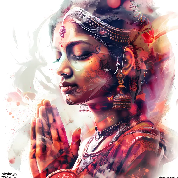 Praying Woman for Akshaya Tritiya