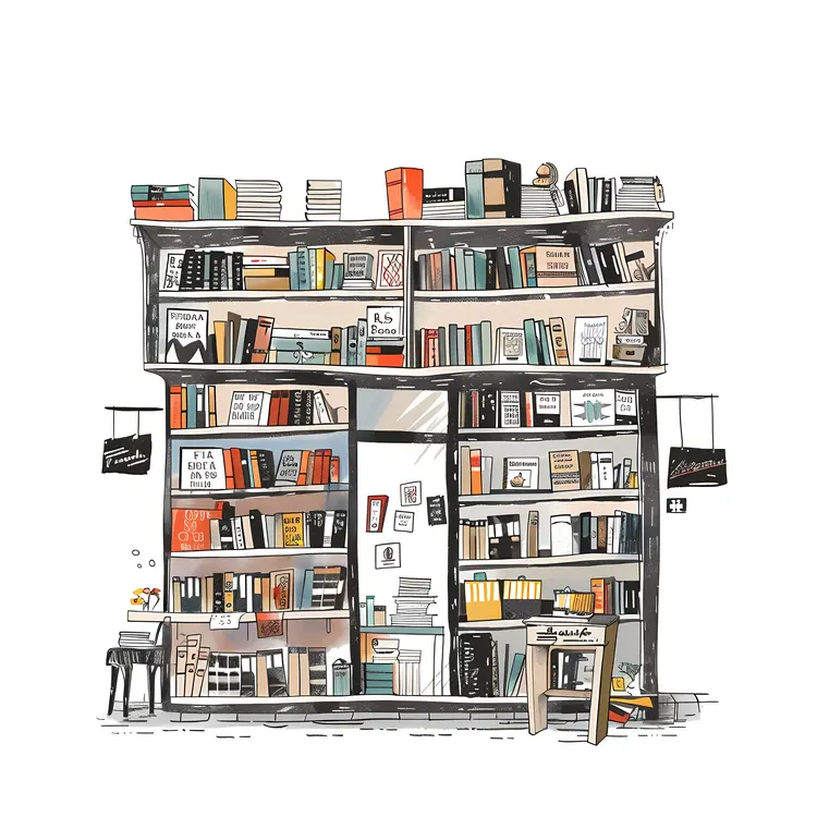 Compact Bookstore with Various Books