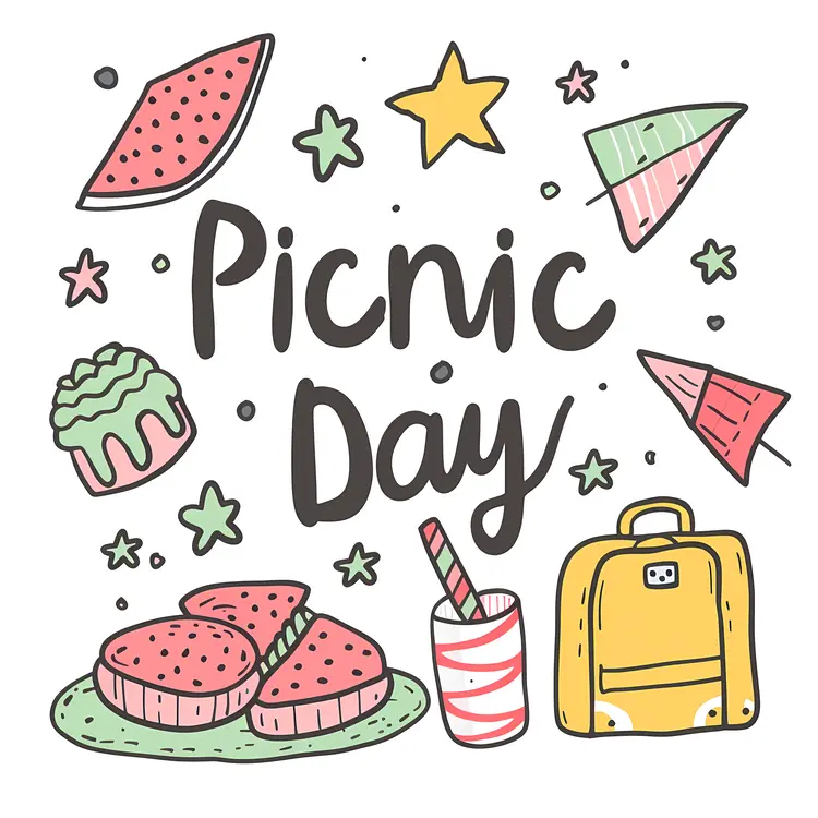Picnic Day Illustration with Food and Outdoor Items