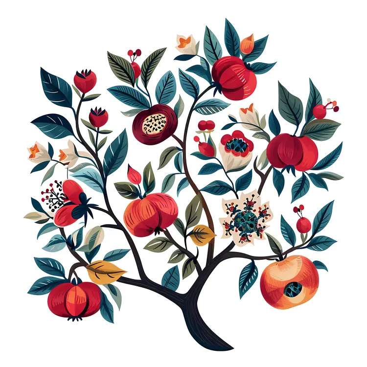 Pomegranates on a Tree