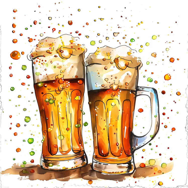 Foamy Beer Glasses with Bubbles