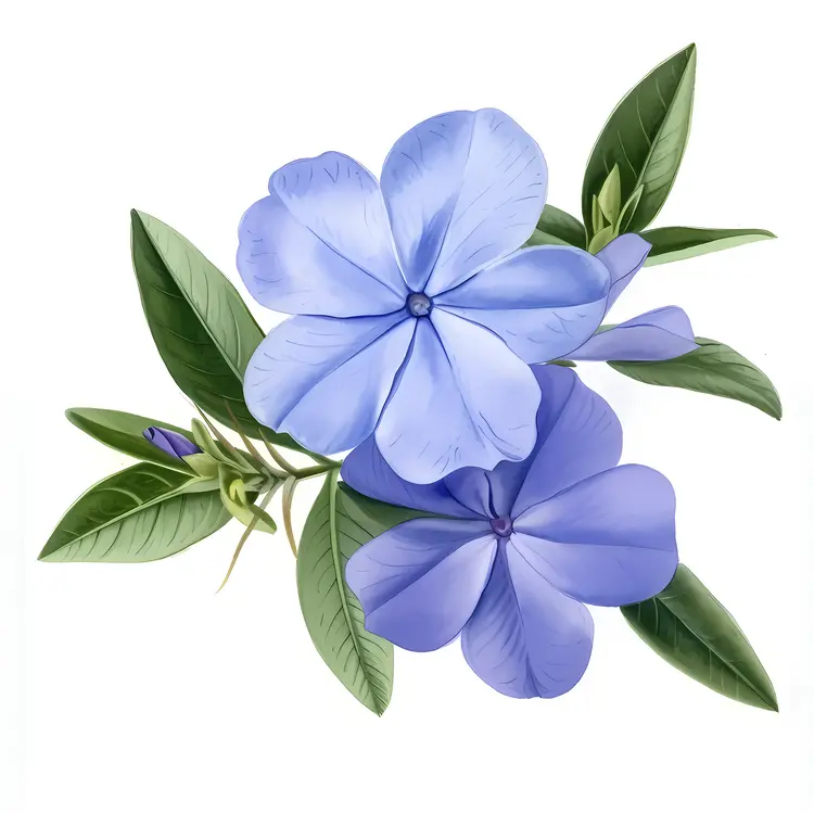 Beautiful Blue Flowers with Green Leaves