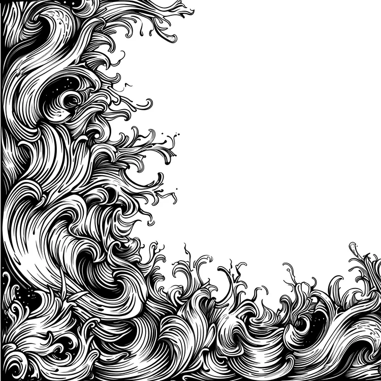 Elegant Black and White Wave Corner Design
