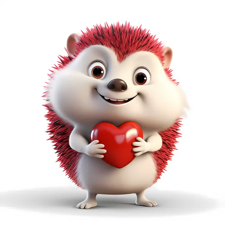 Cute Hedgehog with Red Heart