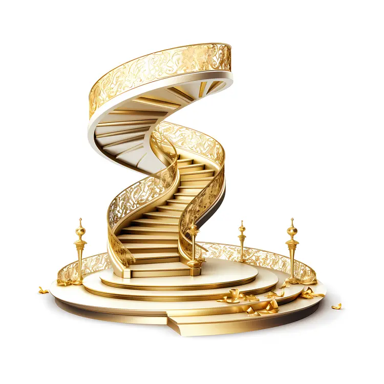 Ornate Golden Spiral Staircase