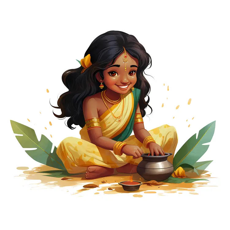 Traditional Girl Cooking with Spices
