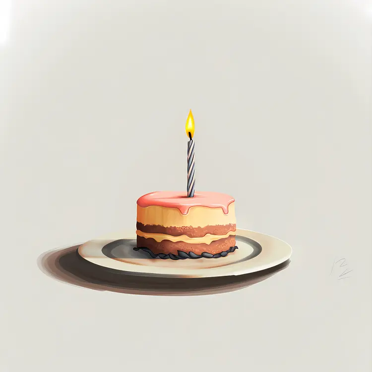 Small Cake with Candle for Birthday