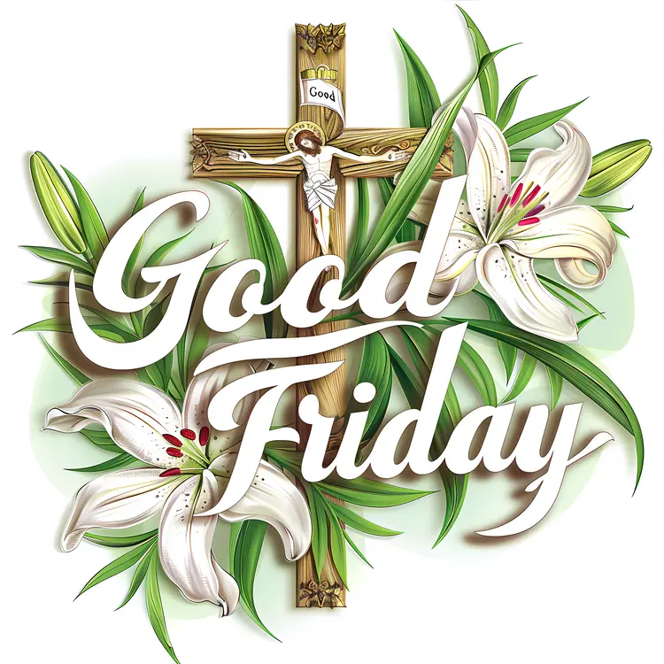 Good Friday Cross with Lilies