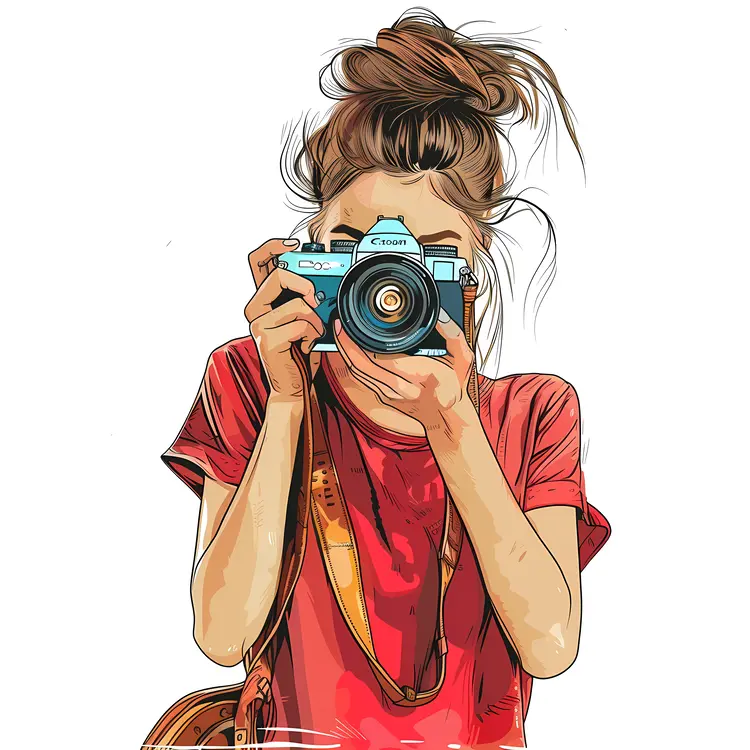 Girl with Camera in Artistic Style