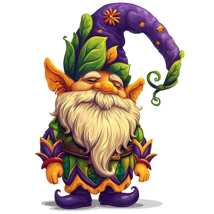 Gnome with Leaf Hat and Green Outfit