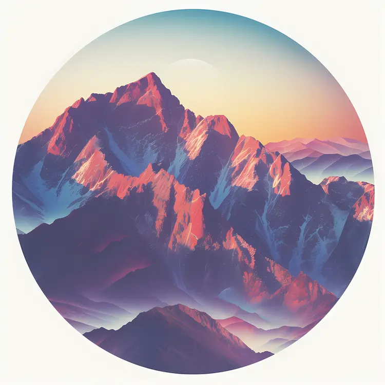 Mountain Peaks with Gradient Sky Illustration