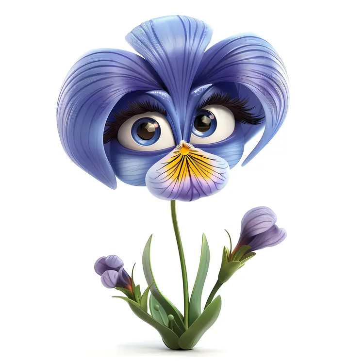 Purple Flower with Long Eyelashes