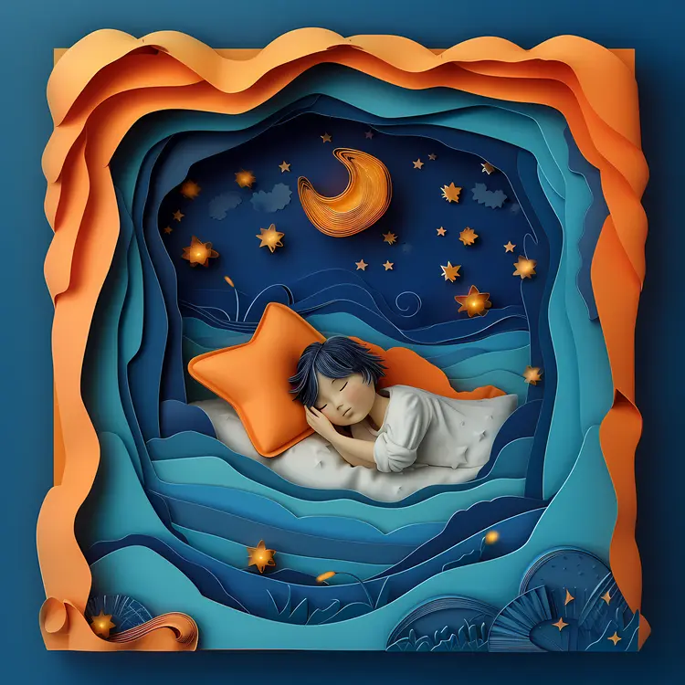 Sleeping Child in Bed with Stars
