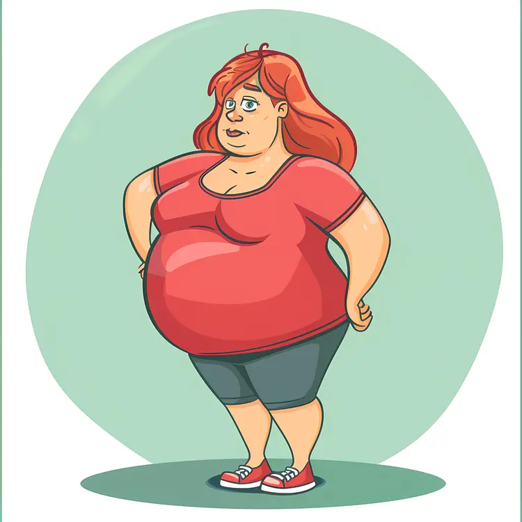 Plus-Size Woman in Red Shirt and Shorts