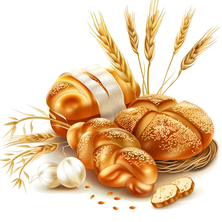 Fresh Bread and Wheat Illustration