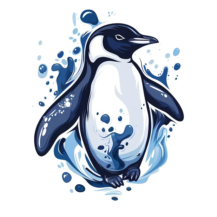Penguin Splashing in Water